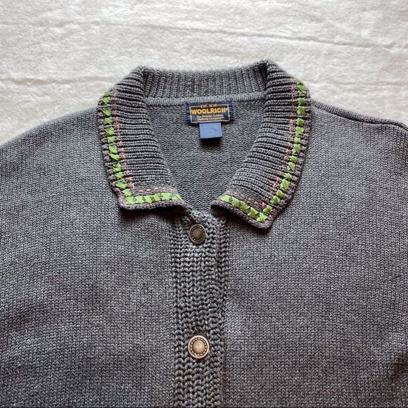 Woolrich Charcoal Gray Front Button Cardigan Size Large - Picture 7 of 14